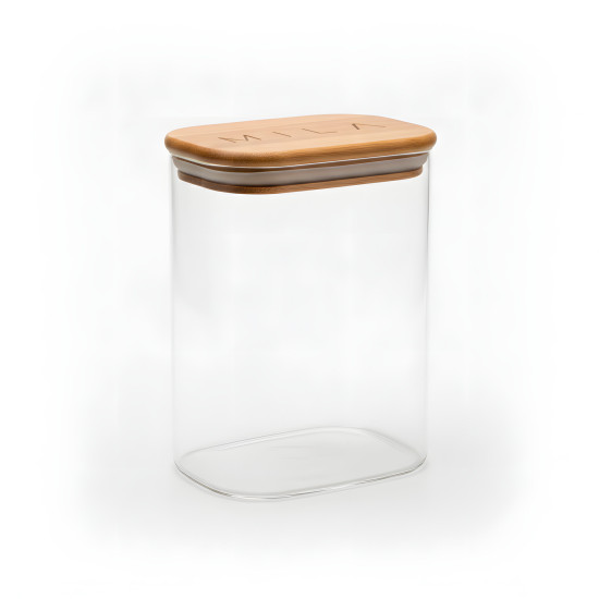Glass Jar with Wooden Lid L